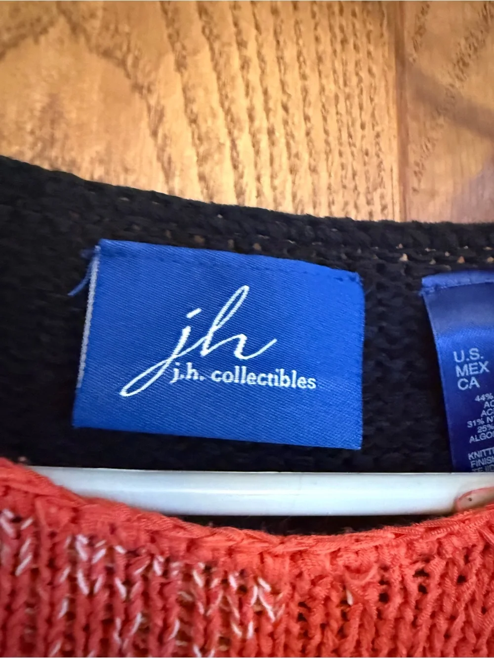 JM Collection Colorblock Red, Black, Cream & Tan Knit Scoop Neck Sweater